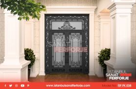 Black, Armored Detailed, Wrought Iron Entrance Door