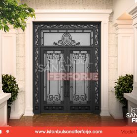 Black, Armored Detailed, Wrought Iron Entrance Door