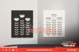 Black and White Color Options, Tulip Pattern, Laser Cut, Decorative Wrought Iron Table