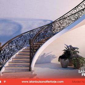 Architecture, Handcrafted Wrought Iron Stair Railing