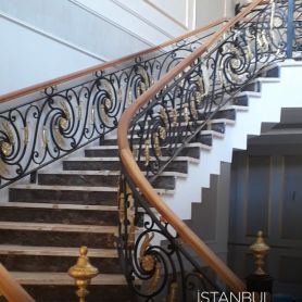 Wooden Handrail, Wrought Iron Stair Railing, Ağrı Doğubeyazıt Project