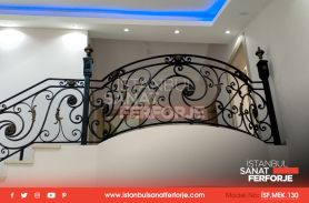 Gold Embroidered Flower Detailed Internal Stair Wrought Iron Railing