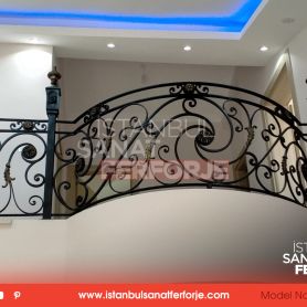Gold Embroidered Flower Detailed Internal Stair Wrought Iron Railing