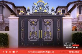 Gold Embroidered, Two-Door Wrought Iron Garden Gate