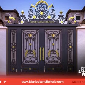 Gold Embroidered, Two-Door Wrought Iron Garden Gate