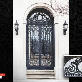 Two-Door, Black, Handcrafted Wrought Iron Door