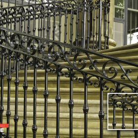 Modern, Black, Handcrafted, Exterior Wrought Iron Stair Railing
