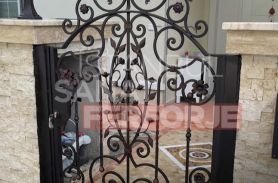 Single Door, Black, Leaf Pattern, Wrought Iron Garden Entrance Door