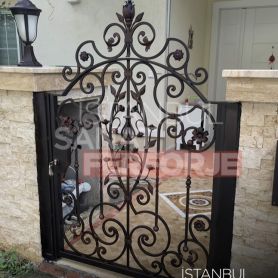 Single Door, Black, Leaf Pattern, Wrought Iron Garden Entrance Door