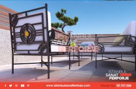 Black Color, Single, Triple and Double Pouf Wrought Iron Garden Sofa Set