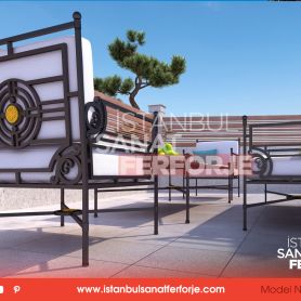 Black Color, Single, Triple and Double Pouf Wrought Iron Garden Sofa Set