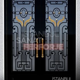 Siyah Renkli Camlı Ferforje Kapı