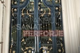 Rose and Ivy Patterned Wrought Iron Door