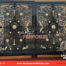 Erbil / Irak projemiz için hazırlık aşamasında olan Ferforje Bahçe Kapı Modeli Gold Desenli Yatay Çekim