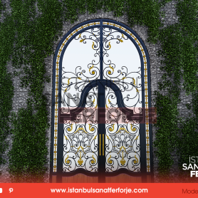 Gold Embroidered Wrought Iron Villa Entrance Door