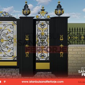 Özel Tasarım Ve Gold İşlemeli Ferforje Kapı