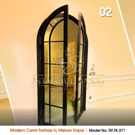 Modern Camlı Ferforje İç Mekan Kapısı / ISF.FK.071