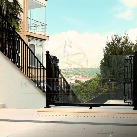 Modern Camlı Ferforje Merdiven Korkuluğu | Model No: İSF.MEK.162 / 3