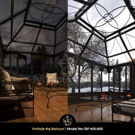 Wrought iron winter garden interior ceiling detail