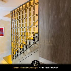 Villa iç merdiven korkuluğu ve çocuk güvenlik kapısı uyumlu ferforje tasarım