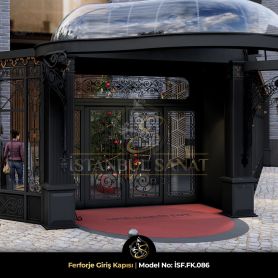 El işçiliği ferforje otel giriş kapısı detaylı görünüm