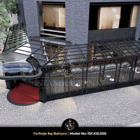 Otel ve cafe projeleri için ferforje kış bahçesi uygulaması ISF.KIS.005
