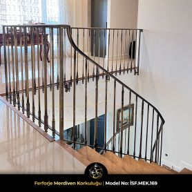 Özel ölçü ferforje merdiven korkuluğu, iç mekân korkuluk tasarımı ISF.MEK.169