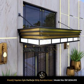 Zincir taşıyıcılı modern ferforje giriş sundurması, rezidans ve kurumsal bina girişleri için özel üretim