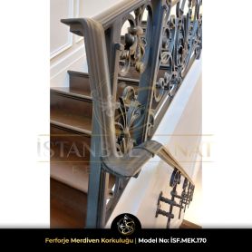 Ferforje merdiven korkuluğu üst profil ve bağlantı detayı ISF.MEK.170