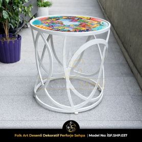 Dekoratif folk art desenli ferforje sehpa, el yapımı dövme demir sehpa modeli, villa balkonları ve bahçe dekorasyonu için ferforje sehpa İstanbul