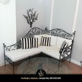 Ferforje L koltuk takımı ve dekoratif köşe oturma grubu modeli