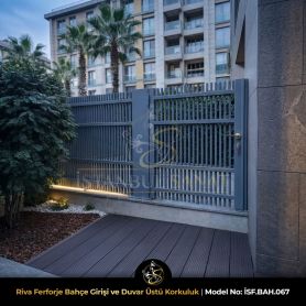 Ferforje bahçe kapısı ve duvar üstü korkuluk uygulaması, modern yaşam alanları için özel üretim dövme demir tasarım